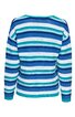 Pullover in Blau-, Weiß- und Türkistönen, horizontal gestreift, Rundhalsausschnitt, lange Ärmel, gerader Schnitt