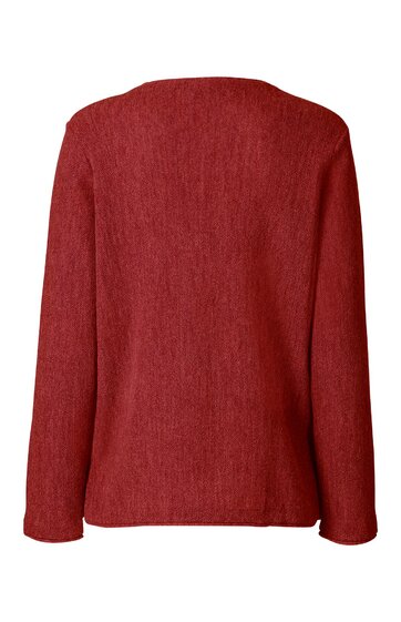 Rotes Langarmshirt, einfarbig, rundhalsausschnitt, gerade geschnitten, ohne Muster, Rückansicht