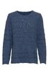 Pullover, dunkelblau meliert, ohne Muster, Rundhalsausschnitt, lange Ärmel, gerade Form