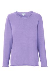 Lila Langarmshirt ohne Muster, rundhalsausschnitt, gerade geschnitten, glatte Oberfläche, keine sichtbaren Verzierungen