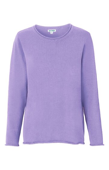 Lila Langarmshirt ohne Muster, rundhalsausschnitt, gerade geschnitten, glatte Oberfläche, keine sichtbaren Verzierungen