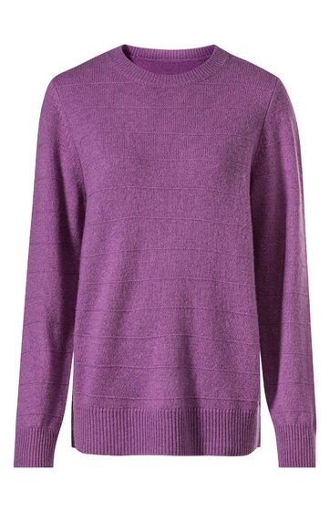 Pullover für Herren, violett, unifarben, langer Ärmel, Rundhalsausschnitt, gerader Schnitt, gerippte Bündchen an Ärmeln und Saum