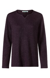 Dunkellila Pullover mit V-förmigem Ausschnitt und langen Ärmeln, gerade geschnittener Saum, schlichter Stil ohne Muster oder Verzierungen