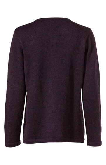 Langärmliges Sweatshirt in dunklem Brombeerrot, ohne Muster, mit Rundhalsausschnitt, gerade geschnitten, Rückansicht