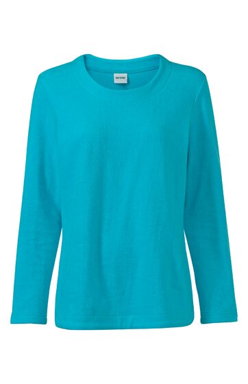 Langarmshirt türkis ohne Muster, Rundhalsausschnitt, gerade geschnitten