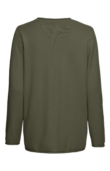 Langärmliges Shirt in khakigrün, uni, Rundhalsausschnitt, gerade geschnitten, ohne sichtbare Verzierungen oder Muster