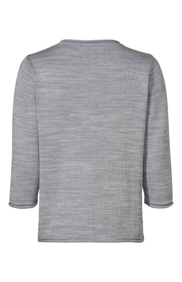 Hellgraues Langarmshirt mit feinem Melange-Muster, rundem Halsausschnitt, gerade geschnitten, einfache Ärmelenden