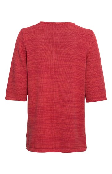 Rotes T-Shirt ohne Muster, rundhalsausschnitt, halblange Ärmel, gerade geschnitten, Rückenansicht