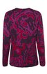Langärmeliges Oberteil in Dunkellila mit pinkfarbenem, abstraktem Blumenmuster, Rundhalsausschnitt, gerade geschnitten