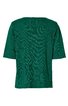 T-Shirt in dunklem Tannengrün, einfarbig, Rundhalsausschnitt, kurze Ärmel, gerade geschnitten, Rückansicht ohne sichtbare Verzierungen
