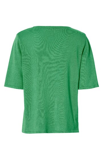 Grünes T-Shirt ohne Muster, rundhals, kurze Ärmel, gerade geschnitten