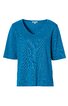 Blaues Kurzarmshirt mit V-Ausschnitt, gerade geschnitten, ohne Muster, ohne sichtbare Verzierungen