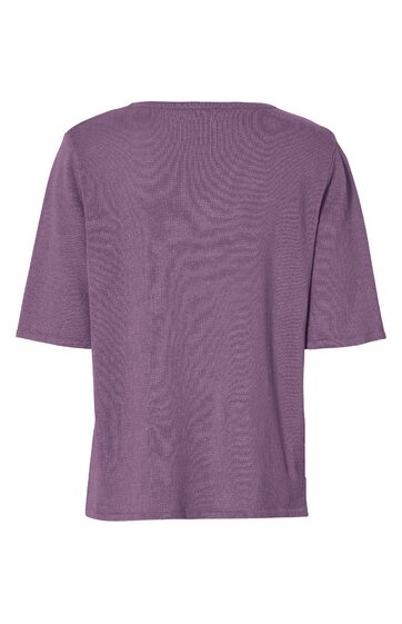 Lila T-Shirt, unifarben, kurze Ärmel, gerade geschnitten, Rückansicht