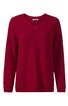 Roter Pullover, V-Ausschnitt, lange Ärmel, gerade geschnitten, ohne Muster oder weitere Verzierungen