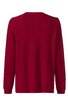 Dunkelroter Pullover, einfarbig, langärmlig, Rundhalsausschnitt, gerade geschnitten, keine weiteren sichtbaren Details