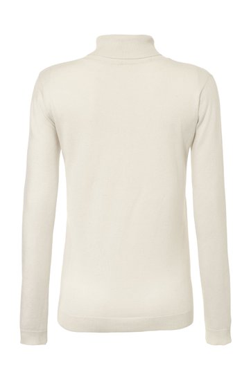 Langärmliges Rollkragenoberteil in cremeweiß, uni, schmale Passform, gerade geschnitten, ohne sichtbare Verzierungen oder Muster