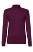 Langärmliges Oberteil, dunkelviolett, unifarben, hoher Stehkragen, gerade geschnitten