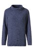 Dunkelblauer Pullover mit leichtem Rollkragen, lange Ärmel, gerader Schnitt, gerippte Bündchen an Ärmeln und Saum