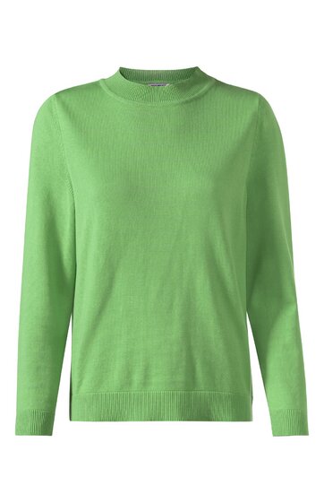 Grüner Pullover, uni, Rundhalsausschnitt, lange Ärmel, gerader Saum, keine Muster, schlichte Form