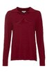 Damenpullover, dunkelrot, einfarbig, V-Ausschnitt mit kleinem Umschlagkragen, lange Ärmel, gerade geschnitten