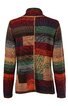 Jacke in Patchwork-Optik mit rechteckigen Farbflächen in Braun, Dunkelgrün, Dunkelrot, Senfgelb und Grau, Stehkragen, gerade geschnitten, lange Ärmel, Rückansicht
