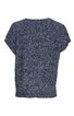Damenbluse in dunkelblau mit weißem feinem Muster, kurze Ärmel, rundhalsausschnitt, weiter Schnitt