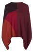 Poncho für Damen in dunkelrot, rostorange und weinrot, asymmetrischer Schnitt, gestricktes Muster, ohne Verschluss