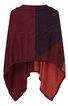 Poncho in dunkelrot, weinrot und braun, asymmetrischer Saum, rundhalsig, ohne Verschluss