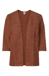 Offene lange Strickjacke in Rostrot mit strukturiertem Muster, lange Ärmel, gerader Schnitt ohne Verschluss