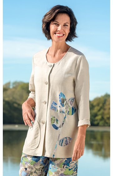Leinen-Viskose-Jacke