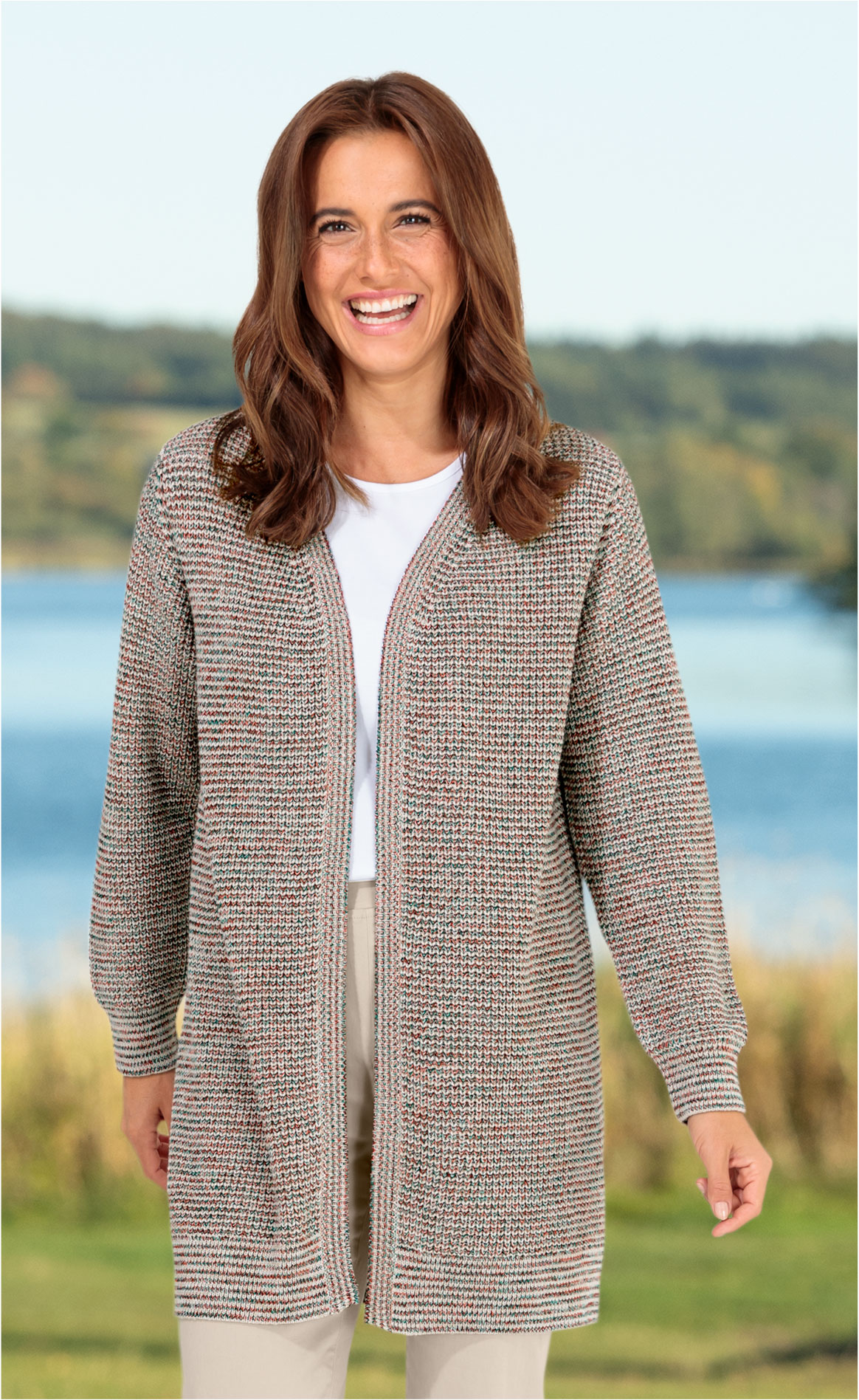 Bekleidung Cardigan Damen Baumwolle Baumwoll-Strickjacke In