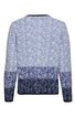 Pullover in Blautönen mit floraler Musterung, Rundhalsausschnitt, lange Ärmel, gerade Passform, Farbverlauf von Hellblau oben zu Dunkelblau unten, Rückansicht