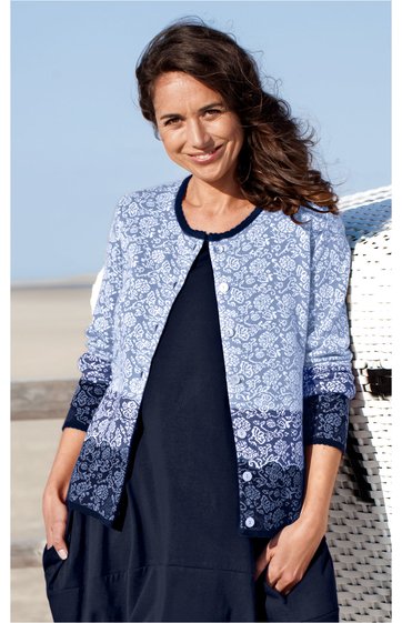 tsunami houd er rekening mee dat Legacy Baumwoll-Strickjacke in Jacquard blau - 249722 | DW-Shop