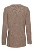 Langärmeliges Damenoberteil in meliertem Hellbraun, hinten dargestellt, runder Ausschnitt, gerade Passform, ohne sichtbare Verschlüsse