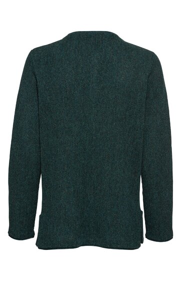 Dunkelgrüner Herrenblazer, einfarbig, langärmlig, gerade geschnitten, Rückansicht, ohne sichtbare Verschlüsse oder Verzierungen