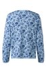 Hellblauer Pullover mit dunkelblauem Blumenmuster, Rundhalsausschnitt, lange Ärmel, gerade Form, Rückansicht