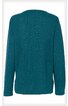 Dunkelgrüner Pullover ohne Muster, lange Ärmel, Rundhalsausschnitt, Rückenansicht, gerade geschnitten