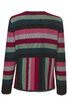 Langärmliger Pullover in Bordeauxrot, Dunkelgrün, Blassgrün und Rosa, Quer- und Längsstreifenmuster, Rundhalsausschnitt, gerade geschnitten