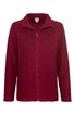 Bordeauxrote Fleecjacke, einfarbig, Stehkragen, durchgehender Reißverschluss, lange Ärmel, gerade geschnitten