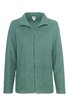 Hellgrüne Fleecejacke, durchgehender Reißverschluss, Stehkragen, lange Ärmel, gerade geschnitten