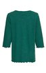 Grüner Langarmshirt ohne Muster, Rundhalsausschnitt, Ärmel und Saum mit Wellenkante, gerader Schnitt