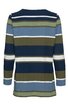 Langärmeliges Shirt in Blau, Dunkelblau, Grün und Weiß, streifenmuster horizontal, Rundhalsausschnitt, gerade geschnitten, Rückenansicht