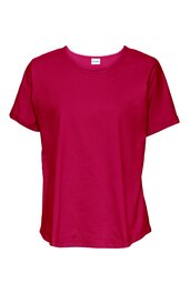 Rotes T-Shirt ohne Muster, rundhalsausschnitt, kurze Ärmel, gerade geschnittener Saum, locker geschnitten