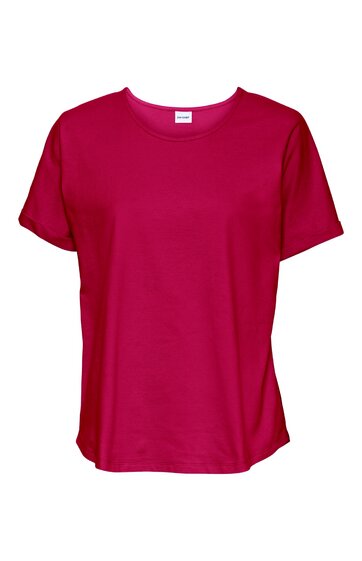 Rotes T-Shirt ohne Muster, rundhalsausschnitt, kurze Ärmel, gerade geschnittener Saum, locker geschnitten