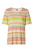 Kurzärmliges T-Shirt in Pastellfarben mit Streifenmuster in Orange, Gelb, Grün und Weiß, Rundhalsausschnitt, gerade geschnitten