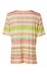 Kurzärmliges T-Shirt, pastellfarbene Streifen in Orange, Hellgrün, Weiß und Hellgelb, Rundhalsausschnitt, gerade geschnitten, Rückansicht