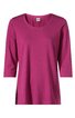 Damen Shirt in fuchsia, einfarbig, Rundhals, 3/4-Arm, gerade geschnitten, ohne Muster oder Verzierungen