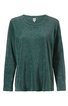 Langärmeliges Damenoberteil in dunkelgrün, unifarben, Rundhalsausschnitt, gerade geschnitten, locker sitzend
