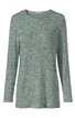 Langärmliges Shirt in meliertem Graugrün, rundhalsausschnitt, gerade geschnitten ohne Muster, schlichtes Design, kein sichtbarer Verschluss