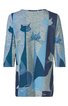 Damenoberteil in Blau- und Grautönen mit Katzenmotiven und Streifenmuster, langärmlig, Rundhalsausschnitt, locker fallende Form
